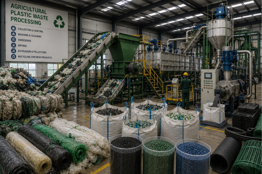 Agricultural plastic waste processing