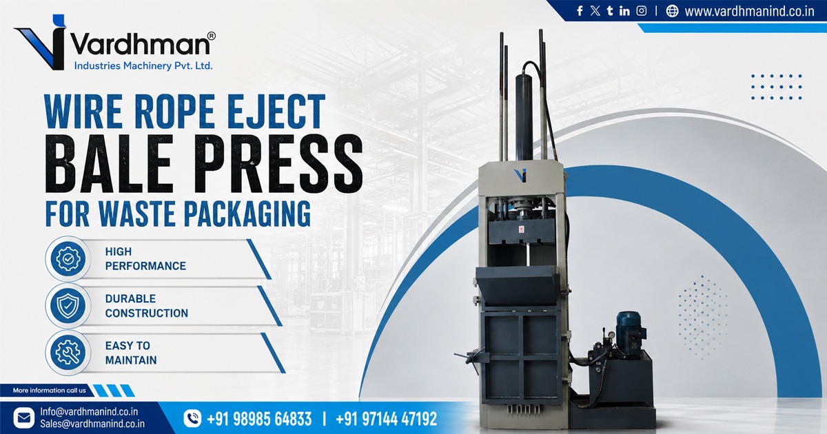 Wire Rope Eject Bale Press for Waste Packaging in Gujarat
