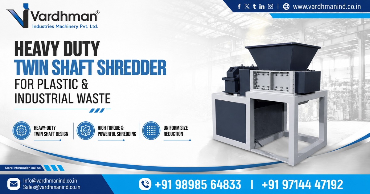 Heavy Duty Twin Shaft Shredder for Plastic and Industrial Waste in Maharashtra